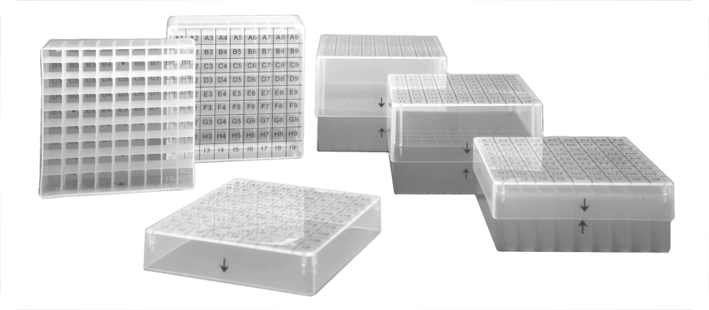 Square polypropylene 49-place freezer storage box - USA Scientific, Inc